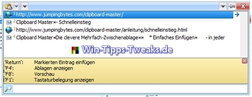 Komplett Anzeige von Clipboard Master