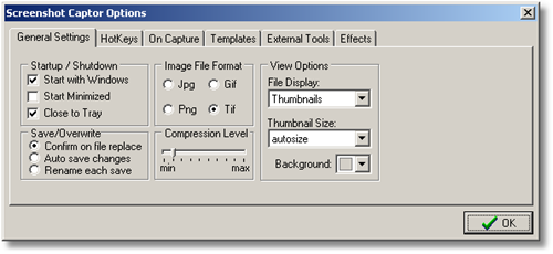 Configuración de captura de pantalla 1