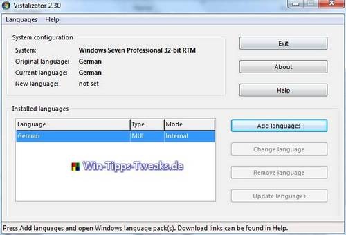 Vistalizator cambia el idioma de Windows