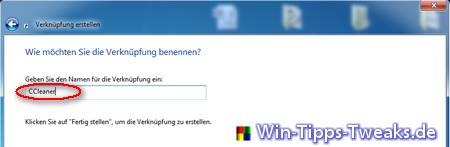 Verknüpfungsname eingeben Verknüpfungsname eingeben