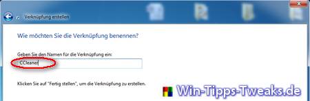 Verknüpfungsname eingeben
