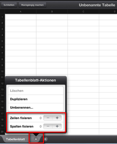 Spalten und Zeilen fixieren