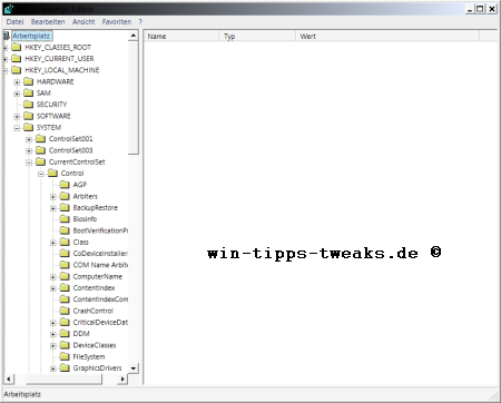 Windows Registrierungsdatenbank regedit