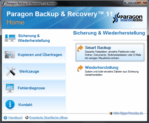 paragon Schnellstartfenster