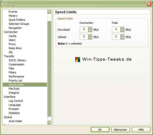 SmartFTP Speedlimit SmartFTP-Speedlimit