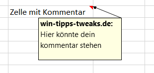 Excel comment