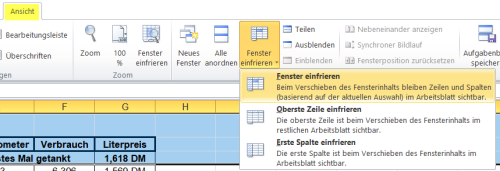 Blocca la finestra di Excel