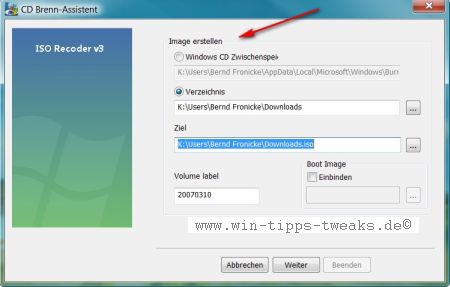 isorecorder iso images erstellen
