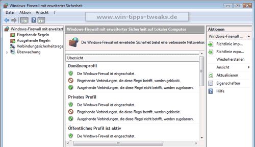 Visa Firewall advanced settings