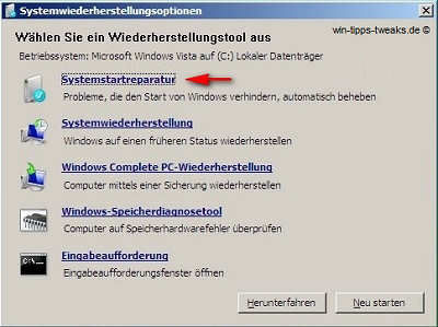 Systemwiederherstellungsoptionen