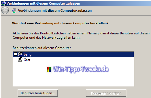 Neuen Bentuzer einrichten Neuen Benutzer einrichten