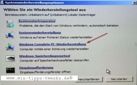 Systemwiederherstellungoptionen