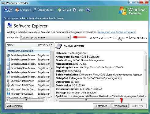 Windows Defender Yazılım Gezgini 4otomatik başlatma