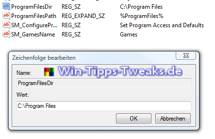 Programmverzeichnis ändern Programmverzeichnis ändern