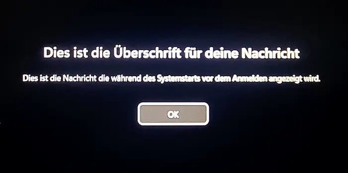 Nachricht auf dem Anmeldebildschirm Nachricht login