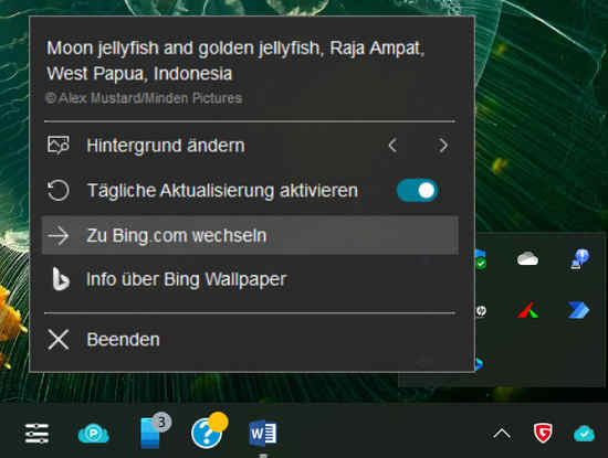 Bing wallpaper app settings