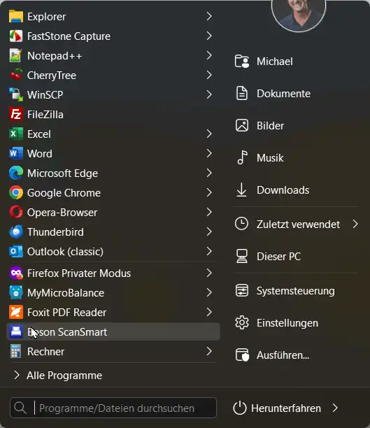 Startallback Startmenü im klassischen Stil