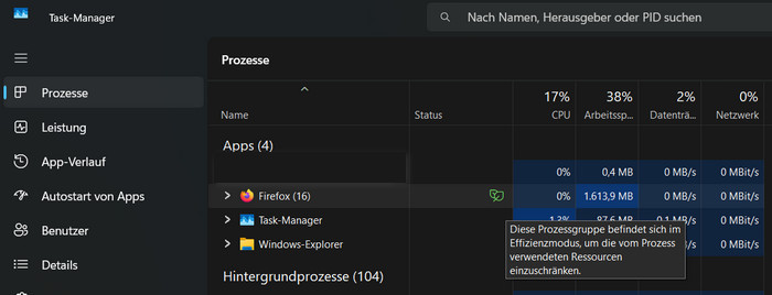 任务管理器效率模式 Firefox