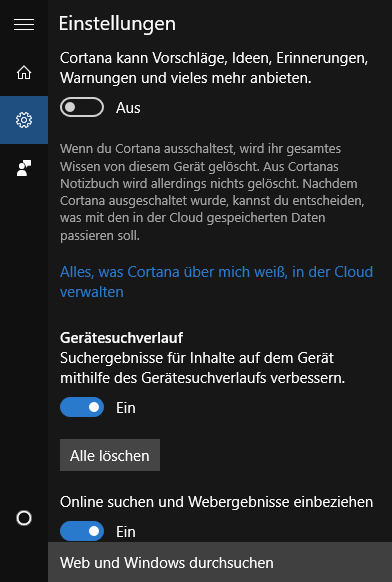 Windows 10 提示：禁用 Cortana