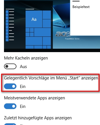 Windows 10 İpuçları Kişiselleştirme önerilerini kapatın