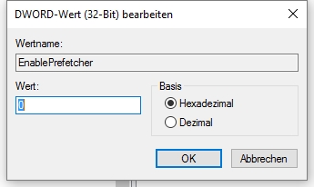 Windows 10 提示禁用预取