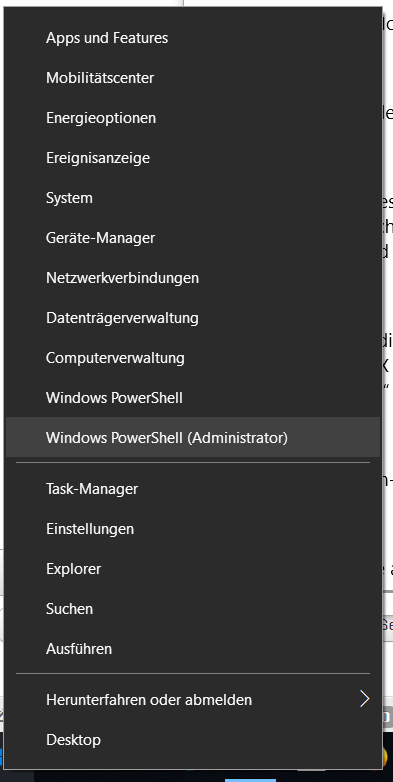 Taskbar with the Powershell