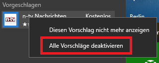 I suggerimenti di Windows 10 disabilitano la pubblicità