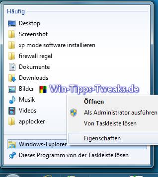 Windows Explorer einstellen