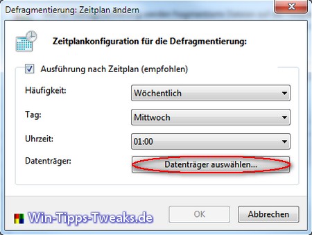 Defragmentierung: Zeitplan ändern