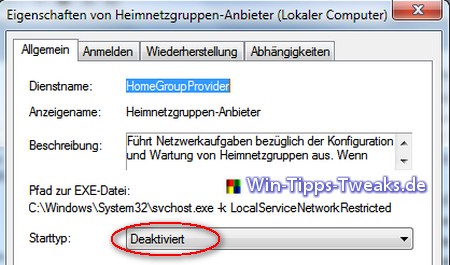 Heimnetzgruppen-Anbieter deaktivieren Heimnetzgruppen-Anbieter deaktivieren