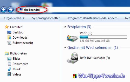 shell:sendto shell:sendto