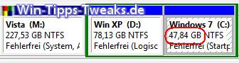 Windows 7 Partition vergrößert