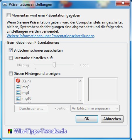 Präsentationseinstellungen Präsentationseinstellungen