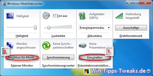 Windows Mobilitätscenter Windows Mobilitätscenter