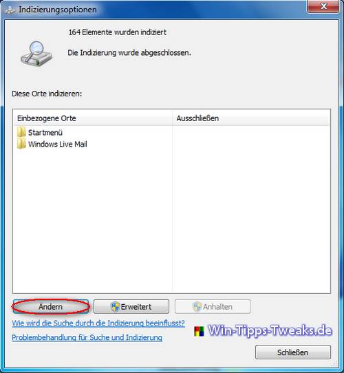 Indizierungsooptionen Indizierungsooptionen