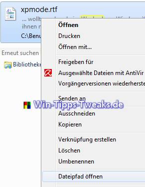 Dateipfad öffnen