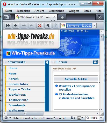 Zum Vergleich Opera unter Windows 7 Zum Vergleich Opera unter Windows 7