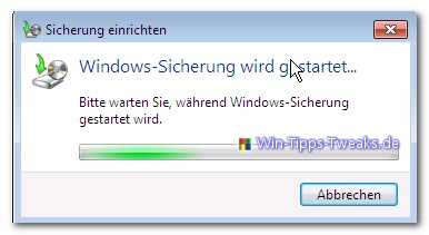 Sofort startet die Backupfunktion