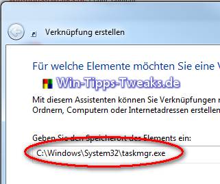 Verknüpfung mit Task-Manager