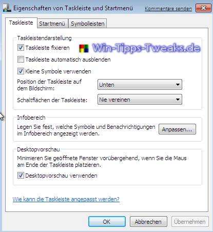 Windows 7 Taskleistenfunktion deaktivieren Windows 7 Taskleistenfunktion deaktivieren