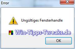 Ungültiges Fensterhandle