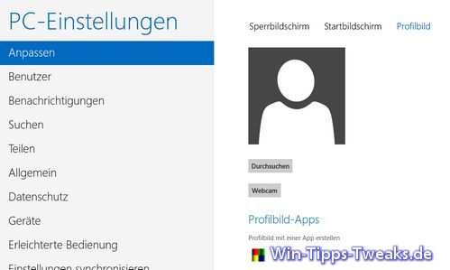 Windows 8 Profil anpassen