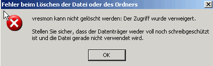 Datei kann nicht gelöscht werden