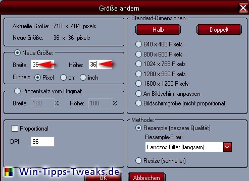Größe änern Größe ändern