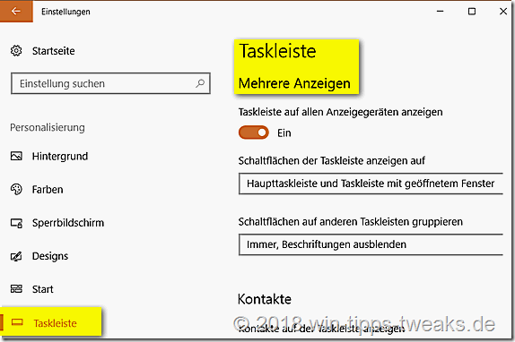 Die Taskleistenanzeige auf dem Zweitbildschirm anpassen