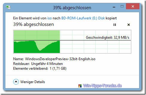 Processus de gravure de fichiers ISO Windows 8